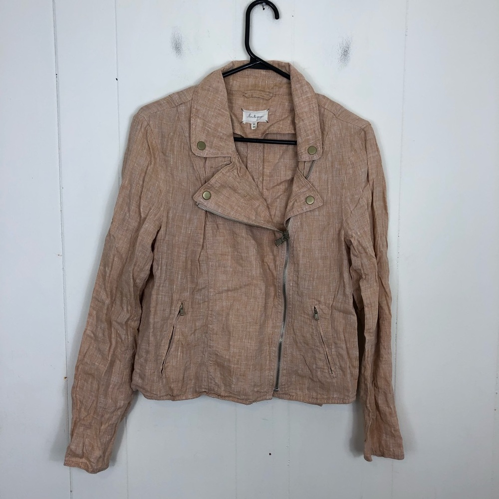 Lou‎ & Grey Linen Moto Jacket Sz M